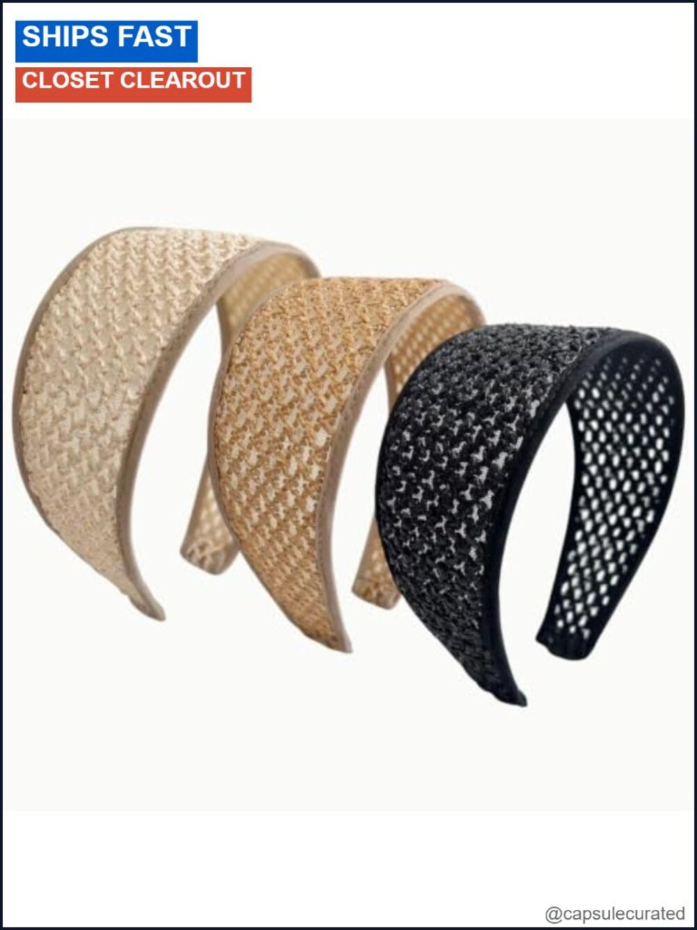3 Pack Straw Wide Headbands for Women Comfortable Vacation Style Hair Bands